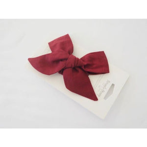 Burgundy Linen bow headband wrap - Aidenandava