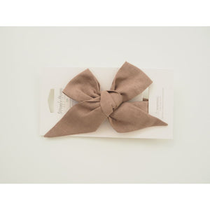 Chocolate Linen bow headband wrap - Aidenandava