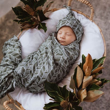 Load image into Gallery viewer, Tribal baby jersey wrap &amp; beanie set - Aidenandava