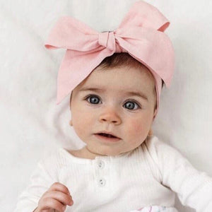 Baby Pink linen bow headband wrap - Aidenandava