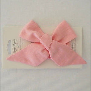 Baby Pink linen bow headband wrap - Aidenandava
