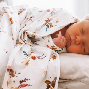 Boho Posy baby jersey wrap & topknot set