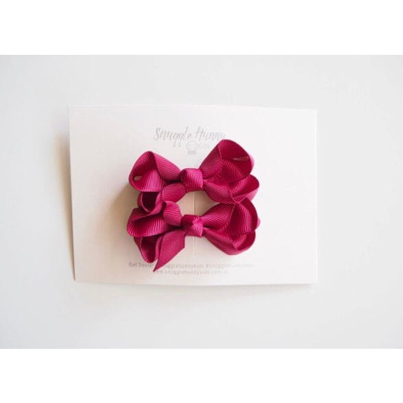 Burgundy Bow clip - Small pair - Aidenandava