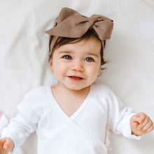 Load image into Gallery viewer, Chocolate Linen bow headband wrap - Aidenandava