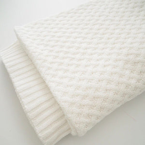 Diamond knit baby blanket - White - Aidenandava