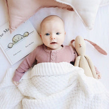 Load image into Gallery viewer, Diamond knit baby blanket - White - Aidenandava