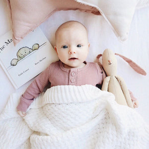 Diamond knit baby blanket - White - Aidenandava