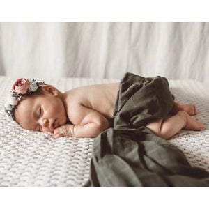 Dusty Olive organic muslin wrap - Aidenandava