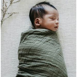 Dusty Olive organic muslin wrap - Aidenandava