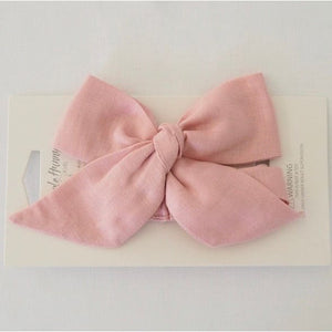 Dusty Pink Linen bow headband wrap - Aidenandava