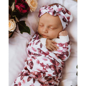 Fleur Baby Jersey wrap & Topknot set - Aidenandava