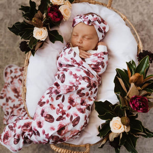 Fleur Baby Jersey wrap & Topknot set - Aidenandava
