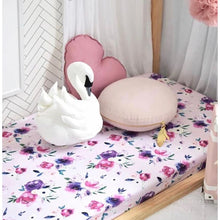 Load image into Gallery viewer, Floral Kiss fitted cot sheet - Aidenandava