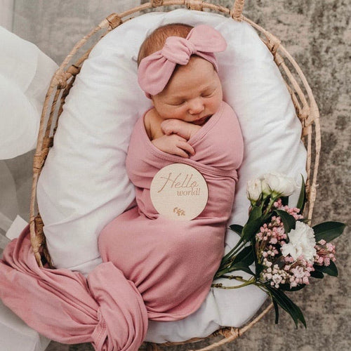 Jewel baby jersey wrap & Topknot set