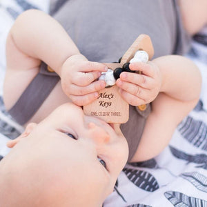 KEYS TO MY HEART Silicone & Beech Wood teether - Aidenandava