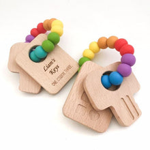 Load image into Gallery viewer, KEYS TO MY HEART Silicone &amp; Beech Wood teether - Aidenandava