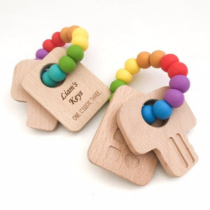 KEYS TO MY HEART Silicone & Beech Wood teether - Aidenandava