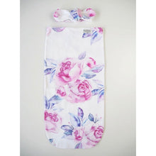 Load image into Gallery viewer, Lilac Skies snuggle swaddle &amp; topknot set - Aidenandava