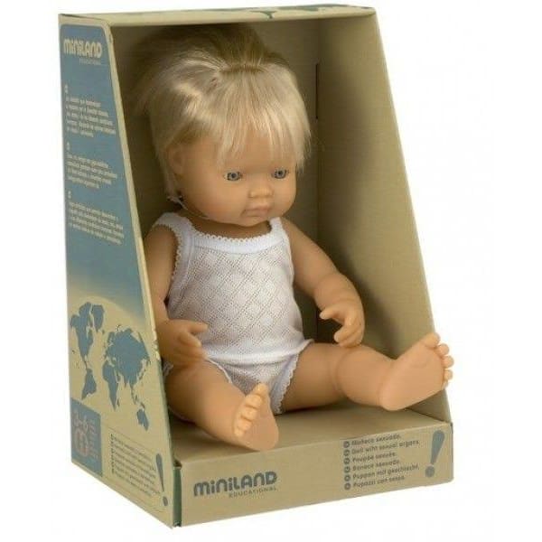 Miniland Doll - Anatomically Correct Baby, Caucasian Boy, 38 cm PRE ORDER - Aidenandava