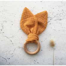 Load image into Gallery viewer, Muslin Bunny teether - Saffron