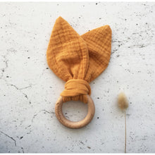 Load image into Gallery viewer, Muslin Bunny teether - Saffron