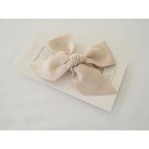 Natural Linen bow headband wrap - Aidenandava