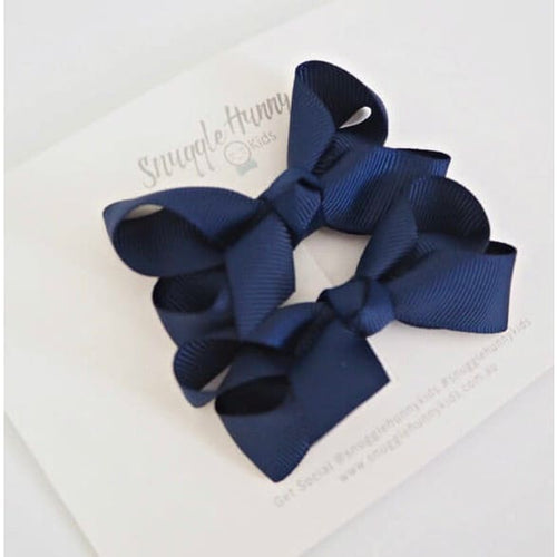 Navy bow clip - Small pair - Aidenandava