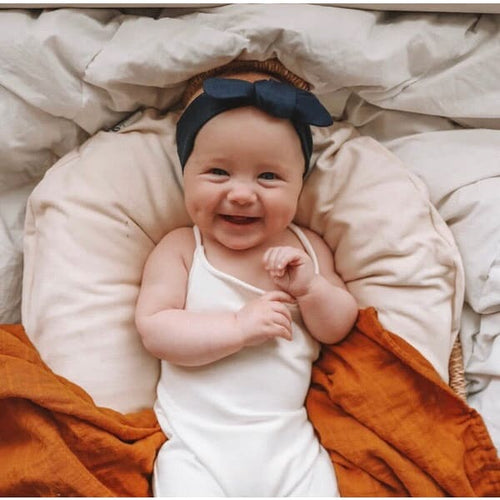 Navy topknot headband - Aidenandava