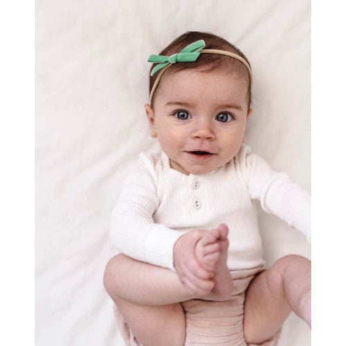 Olive Green petite velvet bow - Aidenandava