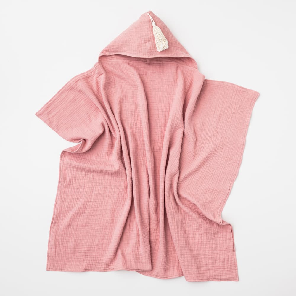 Organic Muslin Hooded Towel - Shell Pink