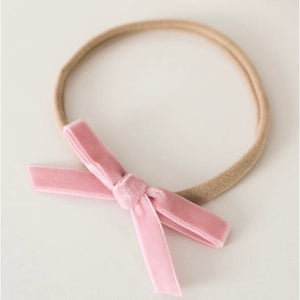 Rose Pink petite velvet bow - Aidenandava