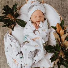Load image into Gallery viewer, Safari baby jersey wrap &amp; beanie set - Aidenandava