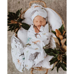 Safari baby jersey wrap & beanie set - Aidenandava