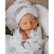 Load image into Gallery viewer, Safari baby jersey wrap &amp; beanie set - Aidenandava