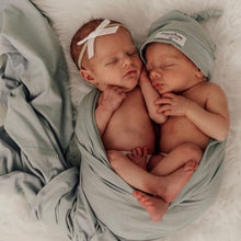 Load image into Gallery viewer, Sage baby jersey wrap &amp; beanie set