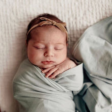 Load image into Gallery viewer, Sage baby jersey wrap &amp; beanie set