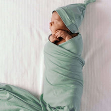 Load image into Gallery viewer, Sage baby jersey wrap &amp; beanie set