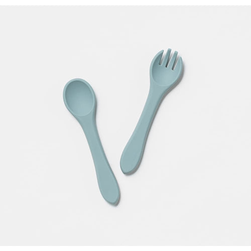 Silicone Fork & Spoon Set - Rain