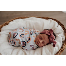 Load image into Gallery viewer, Sunset Rainbow snuggle swaddle &amp; beanie set