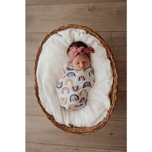 Load image into Gallery viewer, Sunset Rainbow snuggle swaddle &amp; beanie set