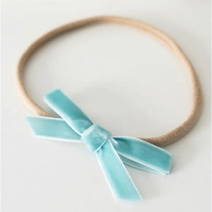 Turquoise petite velvet bow - Aidenandava