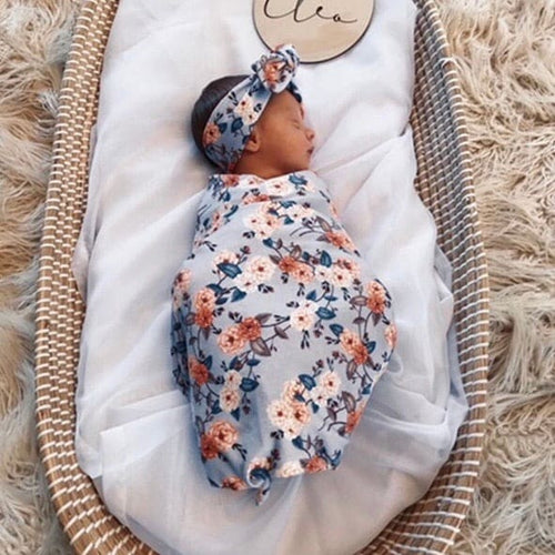 Vintage Blossom jersey wrap & Topknot set - Aidenandava