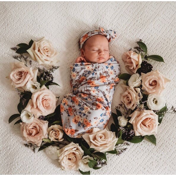 Vintage Blossom snuggle swaddle & topknot set - Aidenandava