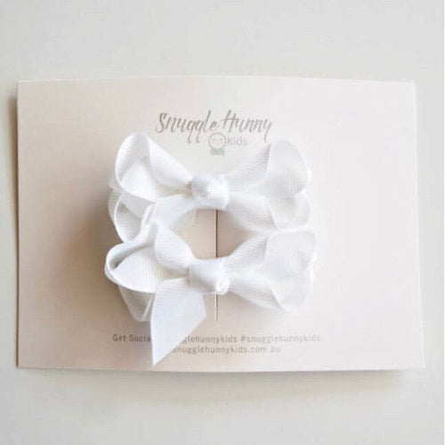 White bow clip - Small pair - Aidenandava
