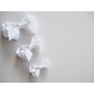 White bow clip - Small pair - Aidenandava