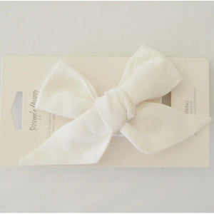 White Linen bow headband wrap - Aidenandava