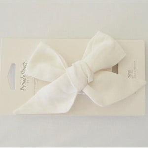 White Linen bow headband wrap - Aidenandava